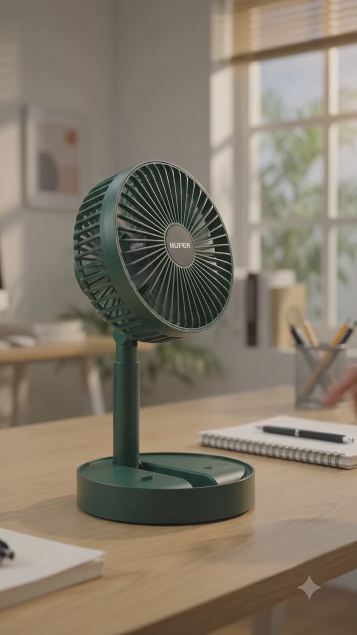 Table Fan High Speed – 2100 RPM Powerful rechargeable fan With 3 Speed Airflow | Noiseless portable fan for home,office,Kitchen| 1800 mAh charging battery fan for Desk